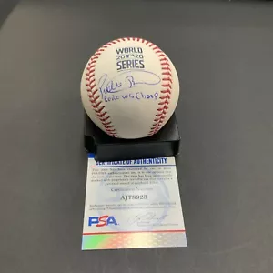 PEDRO BAEZ DODGERS SIGNED 2020 WORLD SERIES BASEBALL "2020 WS CHAMP" PSA - Picture 1 of 3