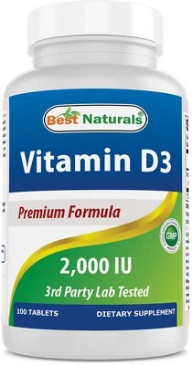 Best Naturals Vitamin D3 2000 IU 100 Tablets - Image 1 of 4
