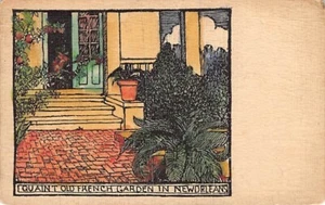 Postal LA: Pintoresco jardín francés, Nueva Orleans, Louisiana, boceto - Imagen 1 de 2