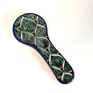 Colorful Ceramic Spoon Rest Hand Painted Large Talavera Peacock Design - Picture 1 of 8