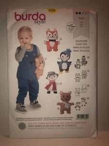 BURDA Sewing Pattern 6395 CUDDLY TOYS Bear Penguin Snowman Tiger Animals NEW - Picture 1 of 2
