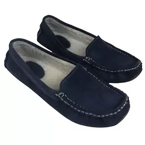 LL BEAN ciabatte mocassini donna blu navy shearling scamosciato taglia 9 - Foto 1 di 10