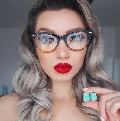 "Ombre" Demi Gradient Tortoise Bottom Cat Eye Eyeglasses Blue Light Lenses GAFAS