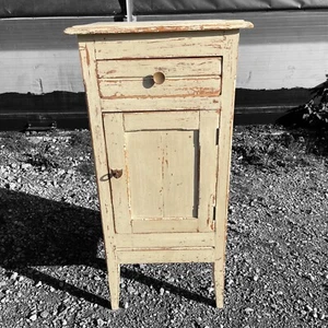 ANTIQUE FRENCH RUSTIC PAINTED TALL CUPBOARD c1900 - Picture 1 of 12