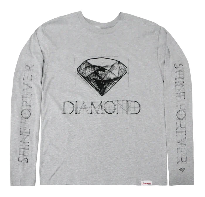 Camiseta Diamond Supply Co. masculina manga longa estampa azul cinza - Imagem 1 de 1