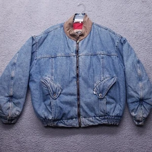 Vintage Levi's Silver Tab Blue Denim Jacket Large Nylon Lined Rare Stretch Waist - Picture 1 of 24