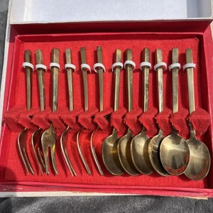 Juego Desierto Chapado en Oro Vintage 12 Piezas Sello - Imagen 1 de 4