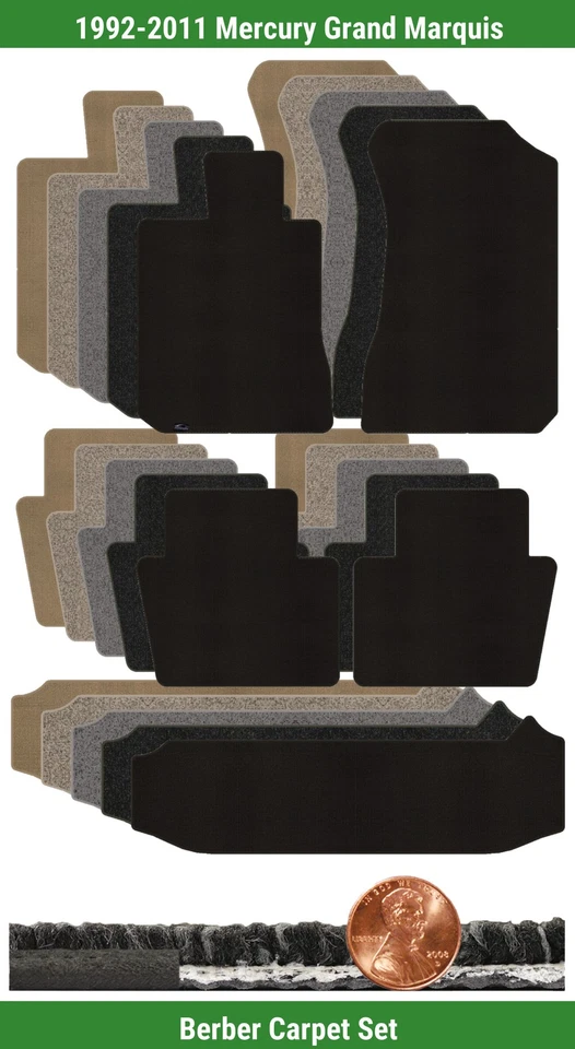 Juego de alfombrillas bereber personalizadas para Mercury Grand Marquis 1992-2011 (5 piezas) #ZYO Foto 1 de 4