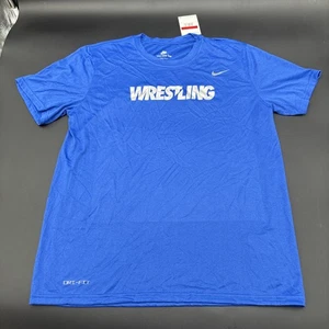 Nike WRESTLING Herren-T-Shirt Blue Trainings shirt Ringen Shirt - Picture 1 of 12