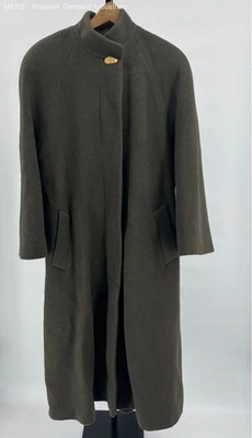 Abrigo largo de lana oliva London Fog para mujer con cierre de botones talla 8 Foto 1 de 4