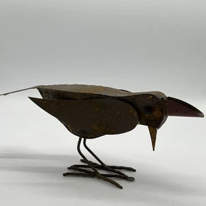 VTG RUSTIC SCRAP METAL WELDED FOLK ART BIRD ~ QUAIL 5.75'' TALL 14” LONG - Picture 1 of 14
