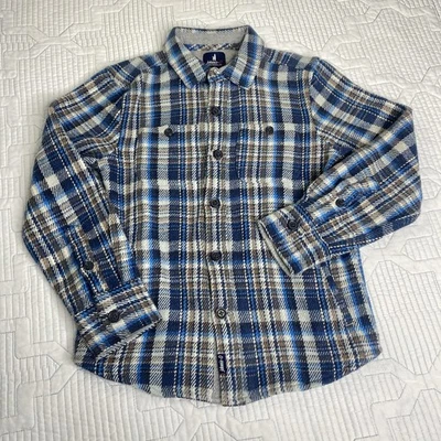 johnnie-O Kids Opry Flannel Button Up Shirt Blue Gray Brown Size 8 Plaid - Image 1 of 4