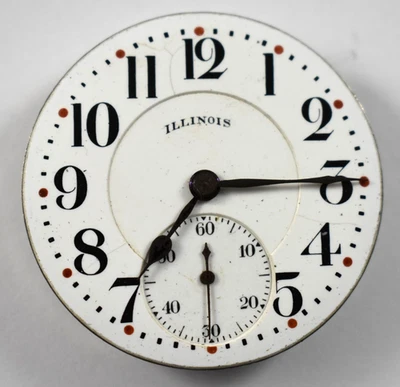 Lote de movimiento reloj bolsillo vintage Illinois grado 305 16s 17 esfera DS movimiento.ey Foto 1 de 3