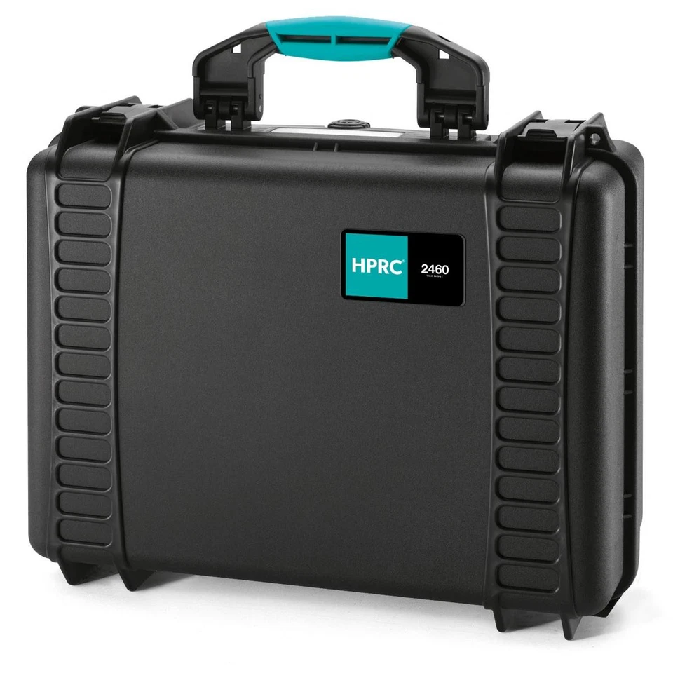 Estuche rígido de resina HPRC 2460E sin espuma, negro con mango azul Foto 1 de 1