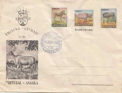ANGOLA POSTAL FDC 1953 "Animais" Especimes, RARE - Image 1 of 2