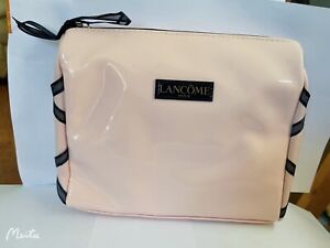 New Lancome Cosmetic Makeup train Bag case pouch Ribbon patent leather