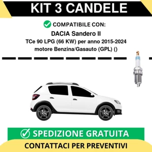 KIT 3 CANDELE per DACIA Sandero II TCe 90 LPG 66 kw anno 2015-2024 - Foto 1 di 2