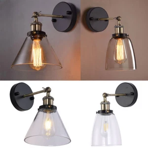Clear Glass Shade Retro Industrial Wall Light Rustic Sconce Lamp Antique Chic UK - Picture 1 of 12