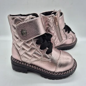 Kurt Geiger London Girl's Metallic Pink Leather Strap Ankle Boots Size 7 C  (15) - Picture 1 of 10