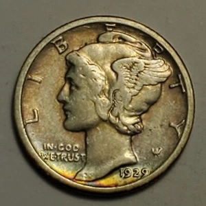 #2 Nicer "extremely fine++" Low Mintage 1929 S Mercury Dime - Picture 1 of 2
