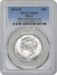2014 Kennedy 50th Anniversary Set Blue Label (Single Coin) Half MS69 PCGS - Picture 1 of 2