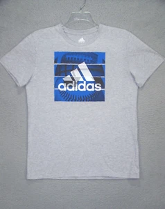 Adidas Shirt Youth XL 18 20 Gray Graphic Baseball Short Sleeve Crew Neck Unisex - Picture 1 of 10