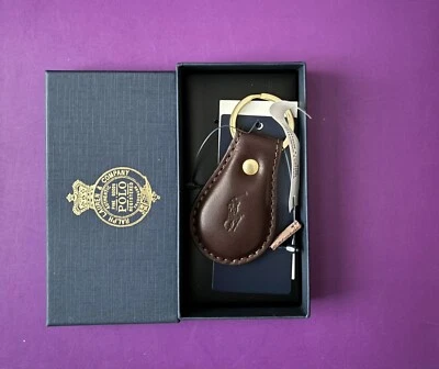 Ralph Lauren Polo Llavero Llavero Marrón Cuero Repujado Nuevo Con Caja Foto 1 de 3