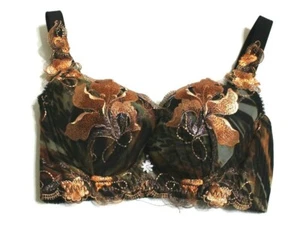 Sujetador push-up bordado Tiger Lily - detalle colgante - talla 28B - Imagen 1 de 5