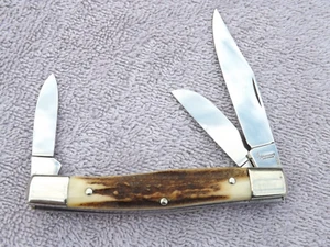 Browning German Made Stockman Knife Stag Handles 3 Blades NEVER USED CLEAN RARE - Picture 1 of 8