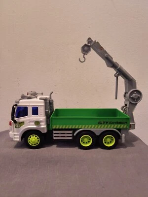 Maxx Action City Sanitation Truckw/Crane Push And Go Truck - 11" Lights & Sound - Image 1 of 4