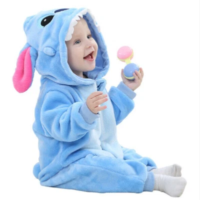 Baby Blue Stitch Birthday Fancy Party Costume Coverall Outfit Pajama Xmas Gift - Image 1 of 4