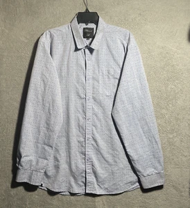 Planet B Button Shirt Mens XL Blue Geometric Long Sleeve Flip Cuff Polyester Bld - Picture 1 of 8