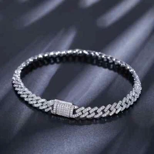 Brazalete Cubano 3ct Diamante Pase de Prueba Creado en Laboratorio VVS1/D/Excelente Ancho 3mm 20cm - Imagen 1 de 9