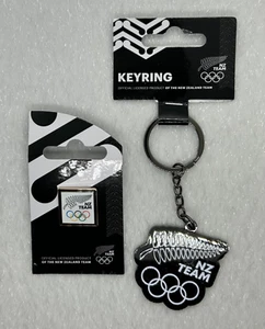 2024 Olympics Unused Zealand Team Pin Badge Keychain Badge Unused Used - Picture 1 of 4