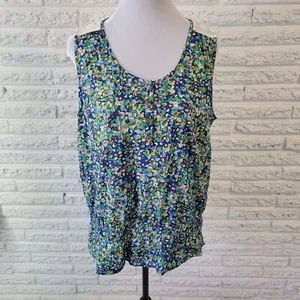 Izod Womens Top Extra Large XL Blue Floral Crochet Shoulder Casual Lightweight - Picture 1 of 10