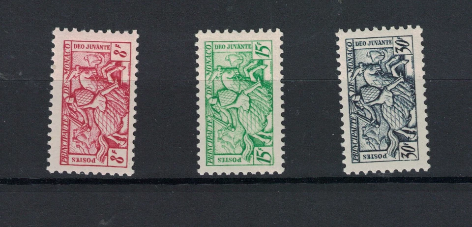 3 TP NEUFS*MH, N°373, 374, 375, MONACO, 1951, COTE 32€ - Photo 1/1