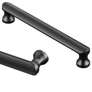 7 x Black Kitchen Handles 128mm Hole Spacing Cupboard/Drawer/Wardrobe Handles - Picture 1 of 3