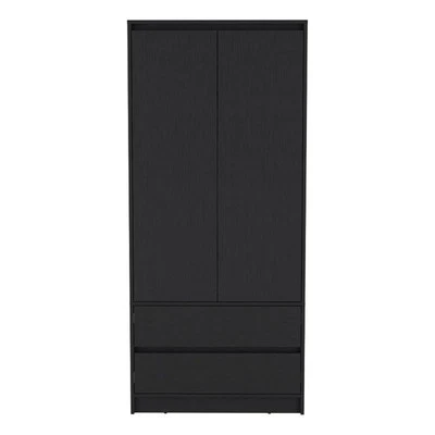 Armario de dormitorio Tuhome Furniture Austin de madera de ingeniería con 2 cajones en negro Foto 1 de 4