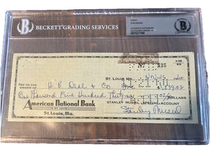 1960 Stan Musial Signed Check Beckett Authentic 9 St. Louis Cardinals - Picture 1 of 2