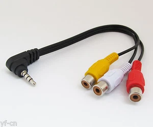 2 piezas adaptador de audio video ángulo cable de 3,5 mm enchufe estéreo macho a 3 RCA hembra conector - Imagen 1 de 8