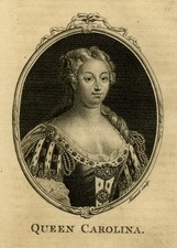 Antique Print-PORTRAIT-CAROLINE OF BRANDENBURG-ANSBACH-QUEEN-Aliamet-1757-1758