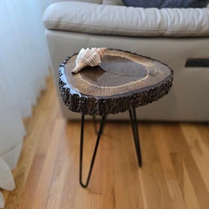 Walnut Live End Table / Side Table / Natural Edge Side Table / Pedestal - Picture 1 of 16