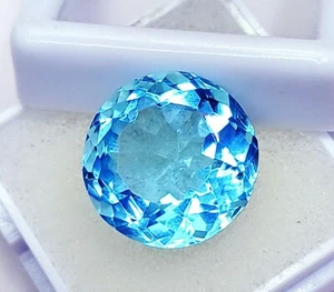 Aquamarine Loose Gemstone 10.40 Ct Certified Round Cut With Free Gift - Picture 1 of 6