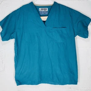Aramark Unisex Reversible Scrub Shirt Size Medium Teal Color - Picture 1 of 8