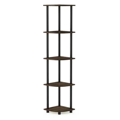 Corner Shelf Stand 5-Tier Display Rack Multipurpose Shelving Black/Dark Cherry - Image 1 of 4