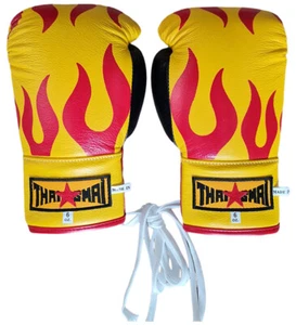 Fire Flame Pattern Design Kick Boxing Gloves Muaythai Protective Gear Leather - Picture 1 of 3