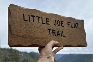 Little Joe Trail Routed Carved Heavy Wooden Sign Sierra Mountains California Vtg - Picture 1 of 19
