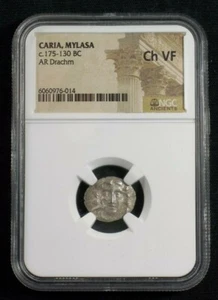 Dracma griego de plata de Mylasa en Caria 175-130 aC NGC Ch VF 6014 - Imagen 1 de 3