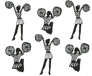 INTRICATE! CHEERLEADER/ CHEERLEADER'S JUMPING SILHOUETTE DIE CUT/ CUTS, CLIPART - Picture 1 of 5