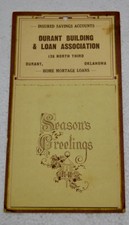 Small Tear- Off Vintage Calendar Advertising Durant OK Building & Loan 1967